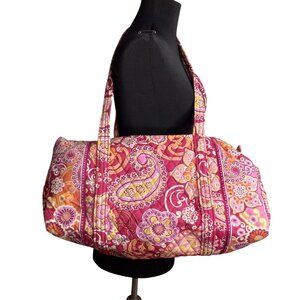 Vera Bradley Duffle Bag Raspberry Fizz Quilted Floral Paisley Pink Orange 2008